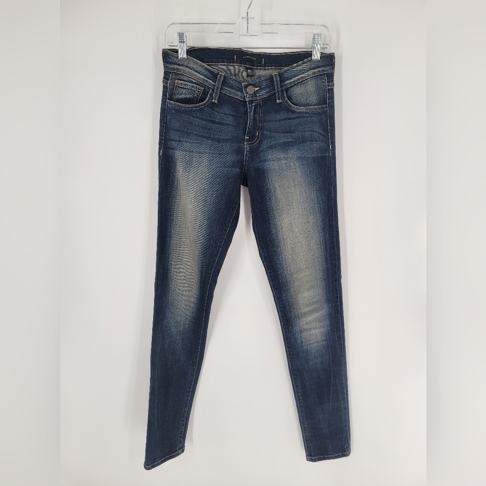 Flying Monkey Jeans Women's Size 27 Dark Wash Mid Rise Distressed Skinny Stretch